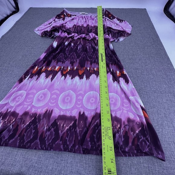 Jonathan Martin Dress Tie Dye Purple Elastic waist split cut Sleeves Stretch Sma - Picture 6 of 13